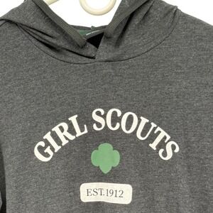 Girl Scouts Womens Medium Charcoal Gray Hoodie Dress Est 1912 Graphic Pockets M